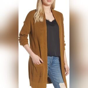 Unbranded Caramel Ribbed Open Front Cardigan Sweater Sz Small